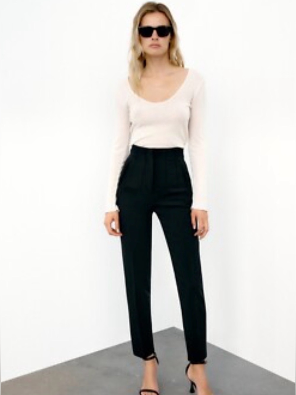 Zara Black High-Waist Tailored Trousers